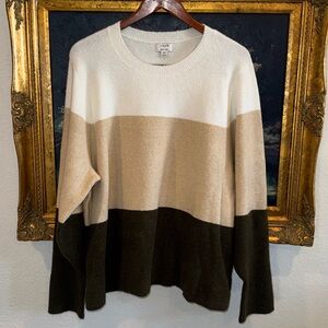 J. Crew Extra Soft Neutral Color Block Cozy Sweater Size 3X Used